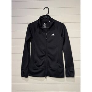 Adidas Womens Small Black Full Zip Track Jacket Athletic Athleisure  Relaxed Fit